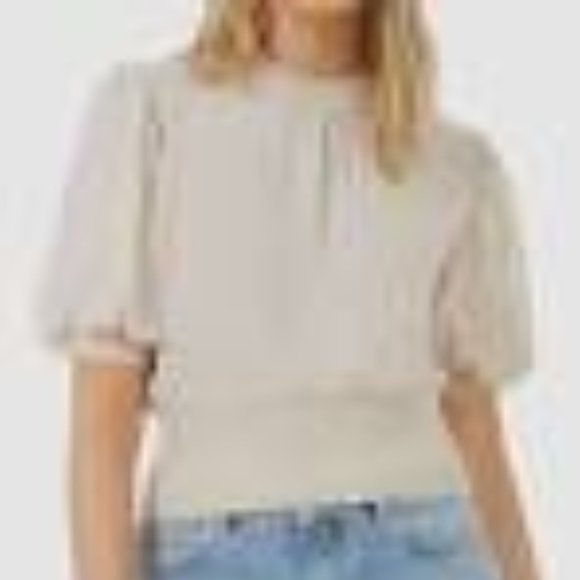 Brand New French Connection Women's Jenna Rib Trim Puff Sleeve Top - Picture 5 of 10